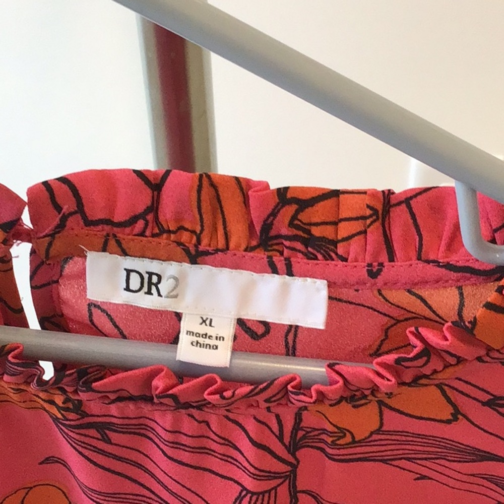 DR2 Pink Flutter Sleeve Ruffled Blouse - Picture 2 of 5